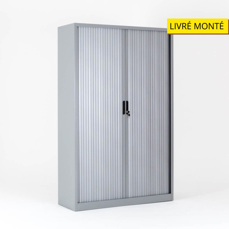 Armoire à rideaux H.195 cm FLAPH195 x L120 x P46 cm  le coloris ::alumini