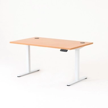 Bureau électrique Réglable En Bois – Marron, 120x60 Cm, Avec Tiroir Et Prises