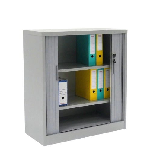 Armoire à volet roulant métallique, hauteur 100 cm, aluminium, vue ouverte