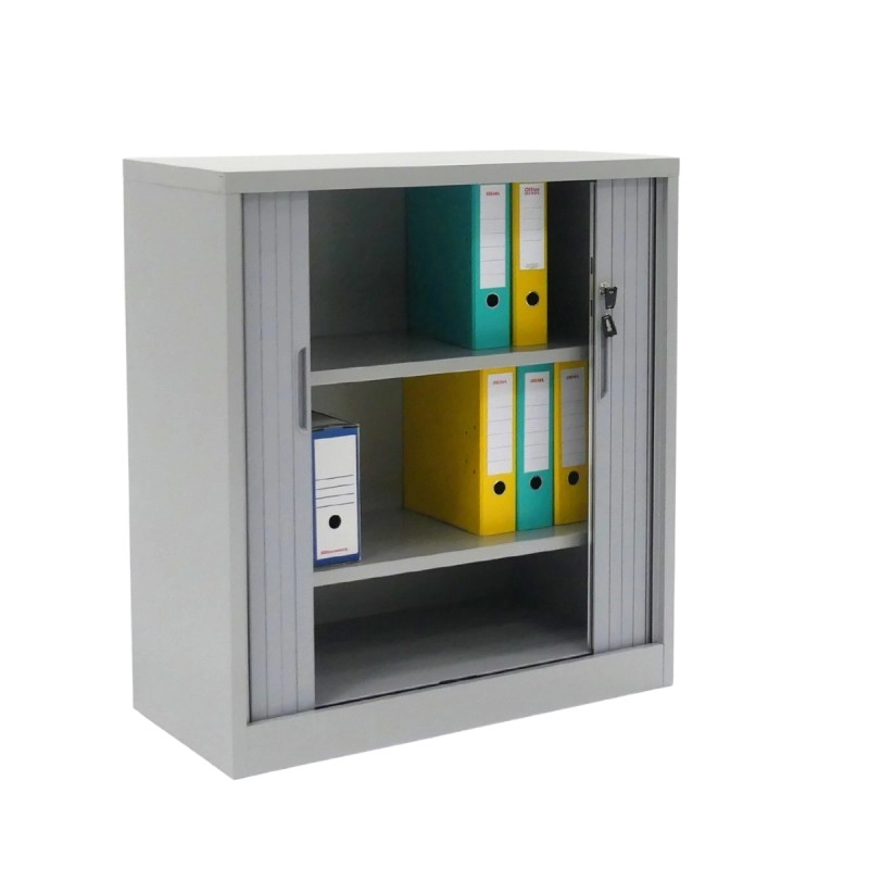 Armoire à volet roulant métallique, hauteur 100 cm, aluminium, vue ouverte