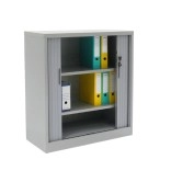 Armoire à volet roulant métallique, hauteur 100 cm, aluminium, vue ouverte