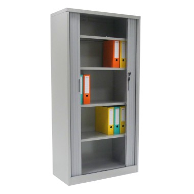 Armoire métallique à volet roulant, hauteur 180 cm, vue d'ensemble ouverte