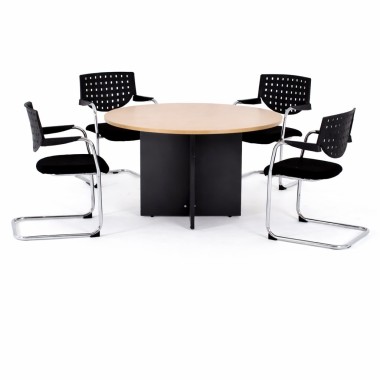 Table de réunion ronde Artéo en coloris hêtre