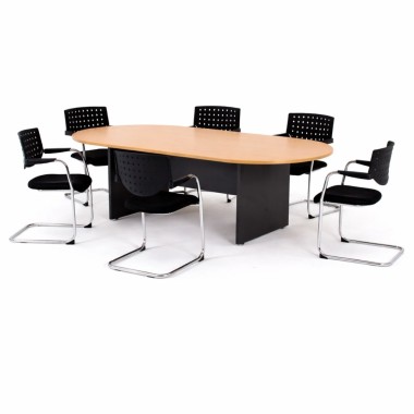 Table de réunion ovale Artéo, plateau hêtre