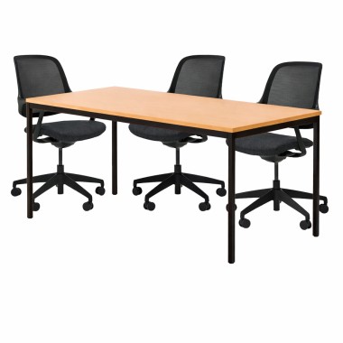 Table polyvalente rectangulaire ZIK, plateau hêtre piétement noir