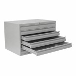 Meuble à plans 6 tiroirs gris clair - vue de 3/4 tiroirs ouverts