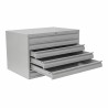 Meuble à plans 6 tiroirs gris clair - vue de 3/4 tiroirs ouverts