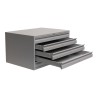 Meuble pour plans A1 5 tiroirs gris clair - vue de 3/4 tiroirs ouverts