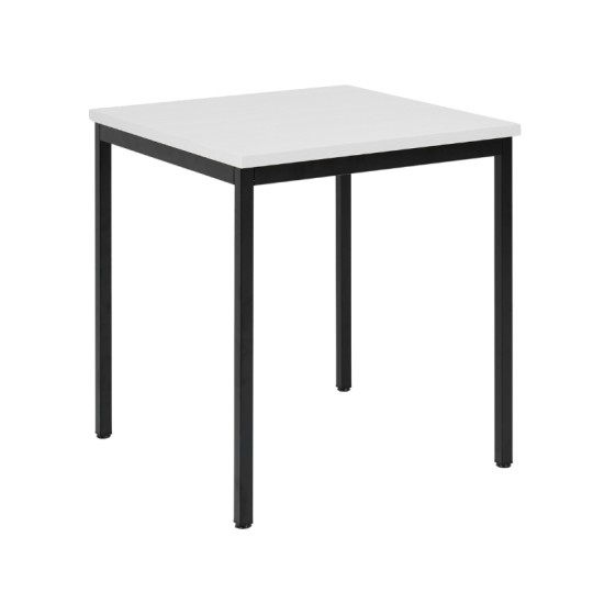 Table de réunion carrée ZIK - piétement noir, plateau blanc