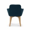 Fauteuil d'accueil Eucaly, piétement bois, tissu bleu - vue de dos