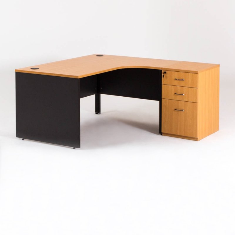 Bureau compact MADERA avec 1 caisson HB gauche P.60 cm