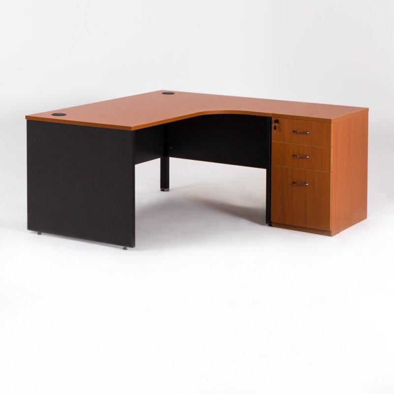 Bureau compact MADERA avec 1 caisson HB gauche P.60 cm