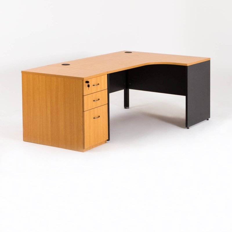 Bureau compact MADERA avec 1 caisson HB droite P.80 cm