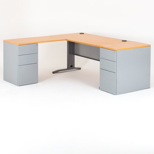 Bureau d'angle QUADRA 2 caissons HB caisson porteur métal