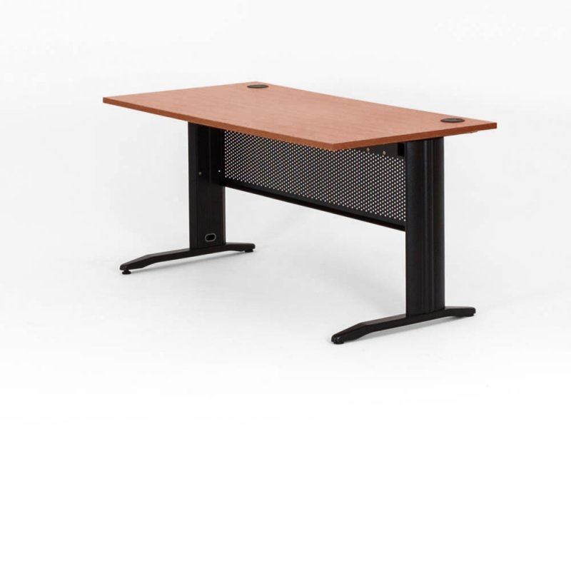 Photo de - Bureau droit QUADRA -  coloris du plateau merisier coloris du piétement N