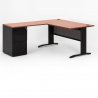 Bureau d'angle QUADRA avec caisson porteur hauteur bureau en métal