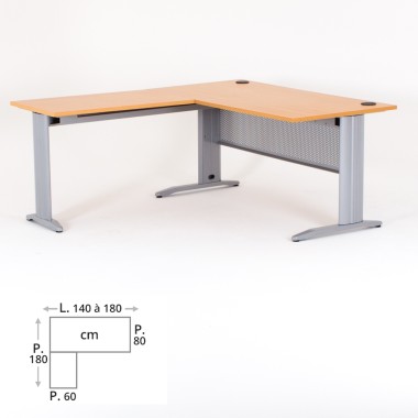 Bureau d'angle QUADRA avec retour accroché