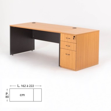 Bureau droit MADERA avec 1 caisson HB droite P.80 cm