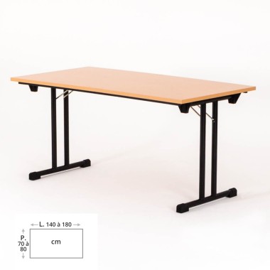 Table de réunion pliante SOLUS, plateau hêtre piétement noir