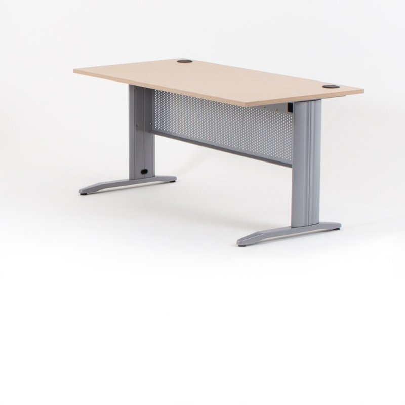 Bureau droit QUADRA Choisissez le coloris de votre plateau ::chêne clair Choisissez le coloris de votre piétement ::Aluminium 