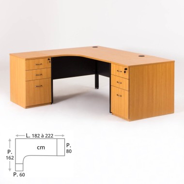 Bureau compact MADERA avec 2 caissons P.60/80 cm