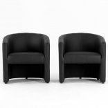 2 Fauteuil d'accueil MICTO simili noir vue de face