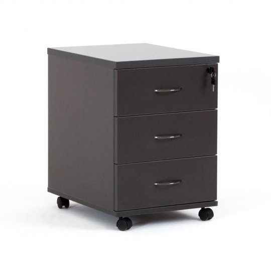 Caisson à roulettes LUDY en bois 3 tiroirs, anthracite Caisson à roulettes LUDY en bois 3 tiroirs, anthracite