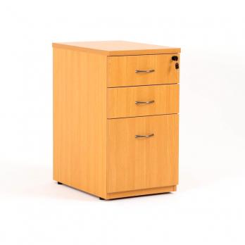 Caisson hauteur bureau LUDY bois 2 tiroirs + 1 tiroir suspendu, tiroirs fermés, hêtre