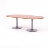 Table de réunion ovale ZETA, plateau merisier, pieds tulipe aluminium