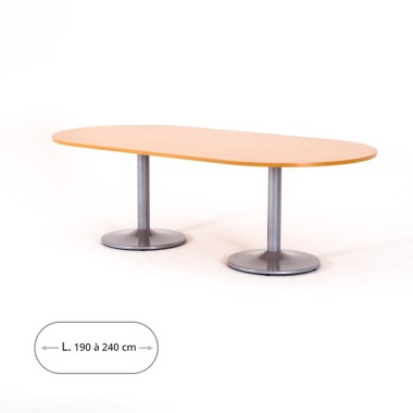 Table de réunion ovale ZETA, plateau hêtre, pieds tulipe aluminium
