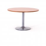 Table de réunion ronde ZETA, plateau merisier piétement aluminium
