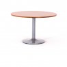 Table de réunion ronde ZETA, plateau merisier piétement aluminium
