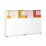 Armoire de bureau recto-verso en bois avec classeurs, blanc