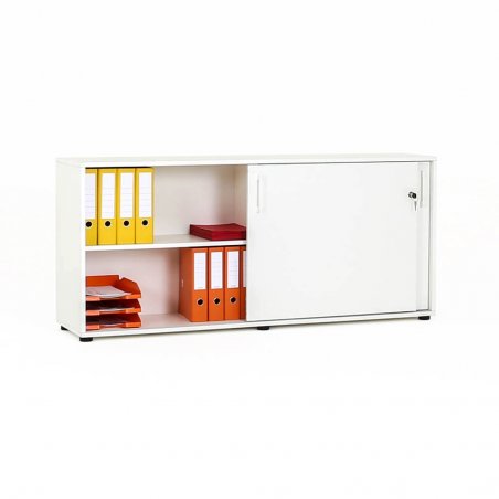 Armoire de bureau en bois Blanc 2 portes coulissantes H.74 cm Ylo