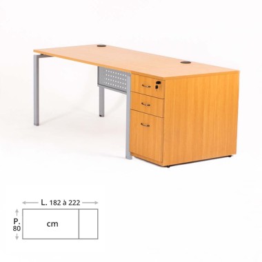 Bureau droit OPTIMUM caisson HB bois