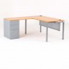 Bureau d'angle OPTIMUM avec retour accroché caisson HB porteur métal P.60 cm