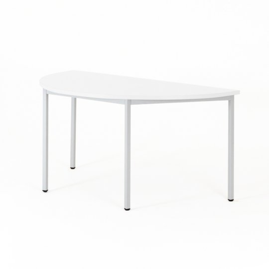Table polyvalente demi-lune ZIK, plateau blanc, piétement gris clair Table polyvalente demi-lune ZIK, plateau blanc, piétement gris clair