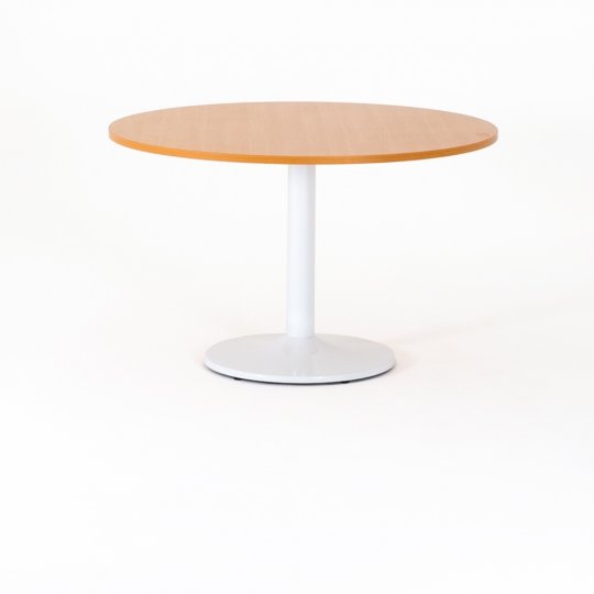 Table de réunion ronde ZETA, plateau hêtre, piétement blanc Table de réunion ronde ZETA, plateau hêtre, piétement blanc