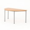 Table polyvalente demi-lune ZIK, plateau hêtre, piétement aluminium