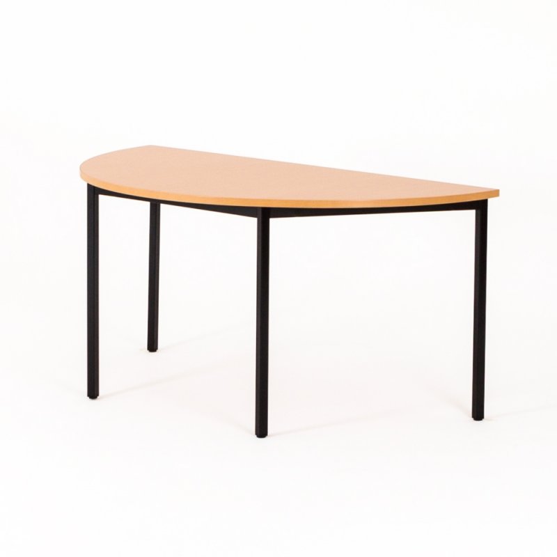 Table polyvalente demi-lune ZIK, plateau hêtre, piétement noir