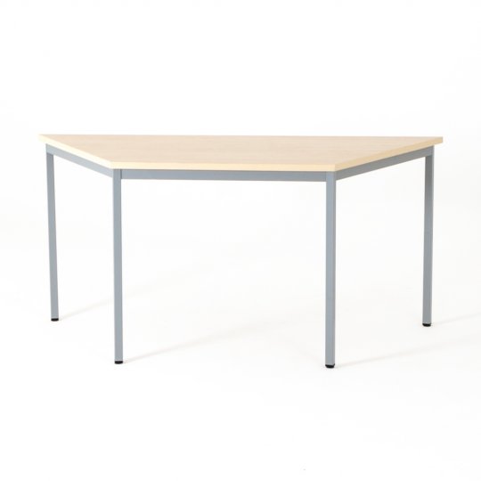 Table polyvalente trapézoïdale ZIK, plateau chêne clair piétement aluminium Table polyvalente trapézoïdale ZIK, plateau chêne clair piétement aluminium