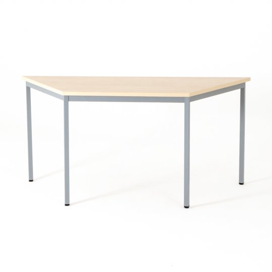 Table polyvalente trapézoïdale ZIK, plateau chêne clair piétement aluminium