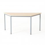 Table polyvalente trapézoïdale ZIK, plateau chêne clair piétement aluminium