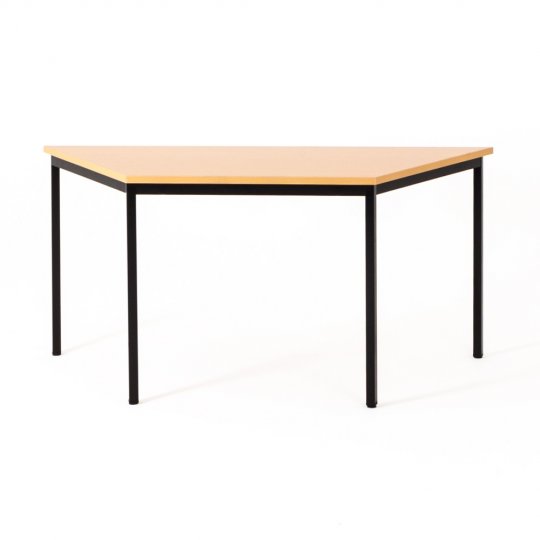 Table polyvalente trapézoïdale ZIK, plateau hêtre piétement noir Table polyvalente trapézoïdale ZIK, plateau hêtre piétement noir