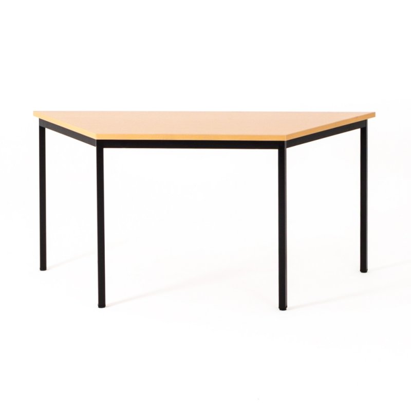 Table polyvalente trapézoïdale ZIK, plateau hêtre piétement noir