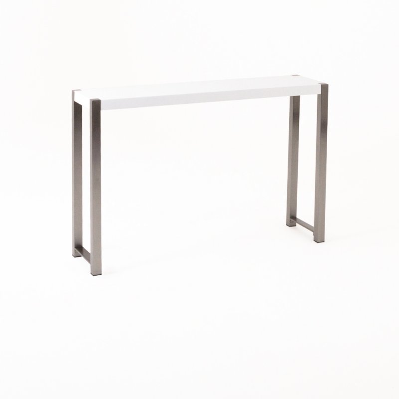 Table haute Bross blanc piétement chromé