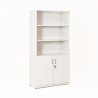 Armoire bibliothèque avec armoire basse portes battantes, blanc