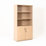 Armoire bibliothèque avec armoire basse portes battantes, chêne clair