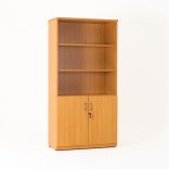 Armoire bibliothèque avec armoire basse portes battantes, hêtre