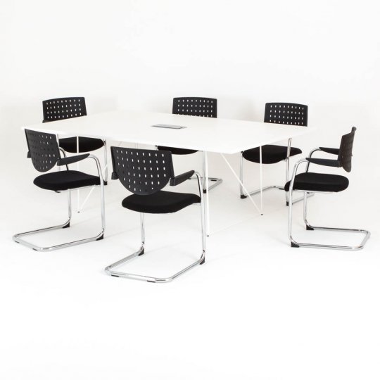 Table de réunion rectangulaire Epure avec 6 chaises Louxor Table de réunion rectangulaire Epure avec 6 chaises Louxor